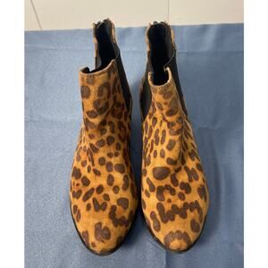 Esprit Leopard Print Heeled‎ Pull On Pointed Toe Booties 6M Pre-owned